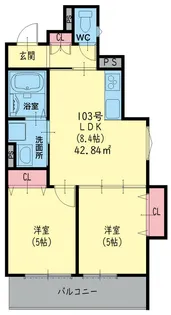 クリエオーレ大池町Ⅱ【1階】の間取り