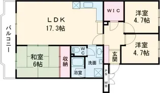 西国分寺史跡通り住宅5号棟【3階】の間取り