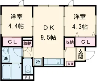 根岸コスモポリタン【1階】の間取り