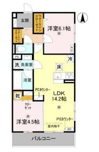 アレ・デ・フルール西向日駅前A【A301号室】の間取り