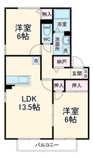 ウエストスクエア A【2階】の間取り
