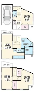 オークス元住吉【1号室】の間取り
