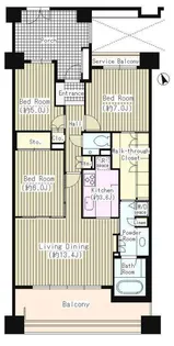 ヌーベルヴィラージュひばり【7階】の間取り