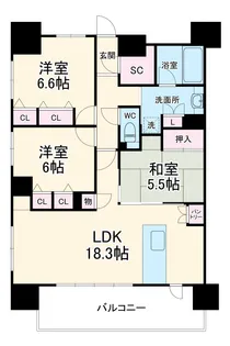 ロイヤルパークスERささしま EAST【1620号室】の間取り
