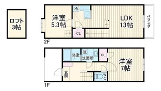 セザンヌ裏野2【A-1号室】の間取り