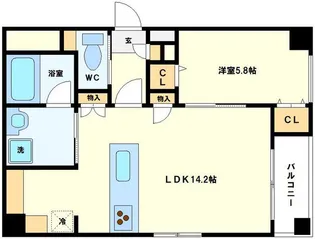 フローラ梅田東【7階】の間取り