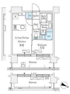 シーズンフラッツ町屋【8階】の間取り