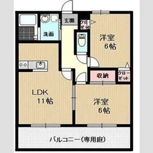 フォンティーヌB【2階】の間取り