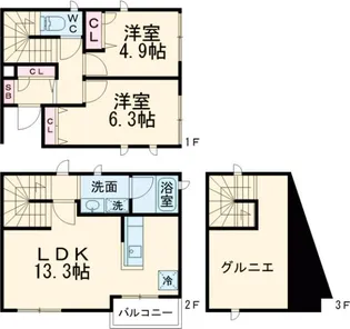 ベルクレール中町【1階】の間取り