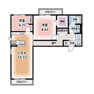 Komorebi Garden中田本町B【2階】の間取り