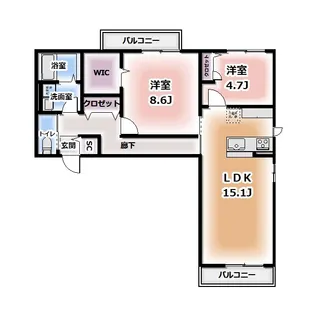Komorebi Garden中田本町B【3階】の間取り