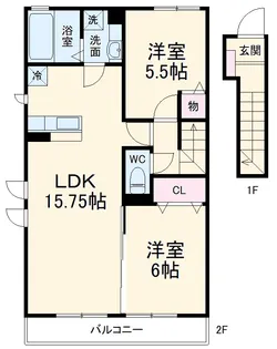 グランメール Ⅱ番館【0201号室】の間取り