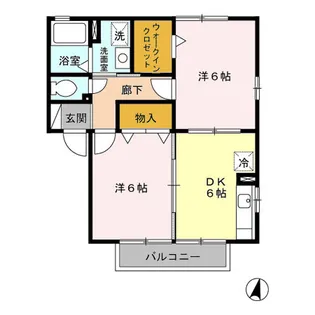 オリーヴ Ⅰ/Ⅱ【Ⅰ201号室】の間取り