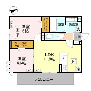 GRAMM下津林EAST【101号室】の間取り