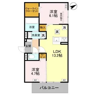 GRAMM下津林EAST【103号室】の間取り