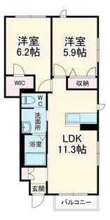メゾンヴァンベール参番館【1階】の間取り