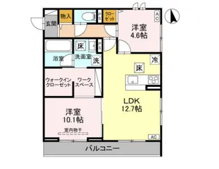 カームグロウ【101号室】の間取り