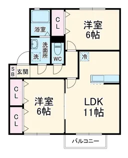 クレールフジ【1階】の間取り