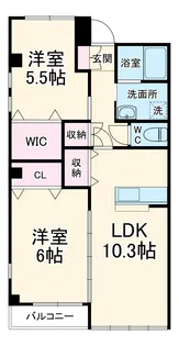 コーポラス2さわきB【102号室】の間取り