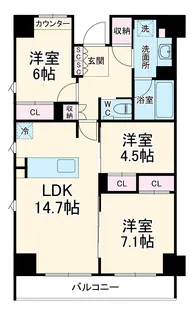 クラシアム神奈川台場【3階】の間取り