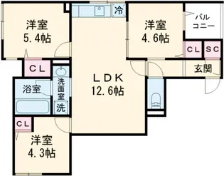 セレスティア一之江【201号室】の間取り