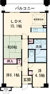 アクアパークCITY岸和田南2番館【1205号室】の間取り