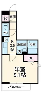 アンリシール瀬崎【1階】の間取り