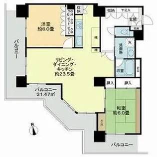 オヴェスト宇都宮ザ・タワー【1703号室】の間取り