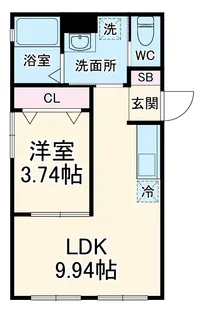 Cedre中村公園【101号室】の間取り