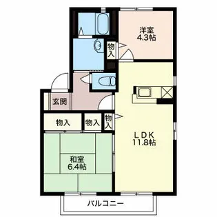 ボナール西口A【2階】の間取り