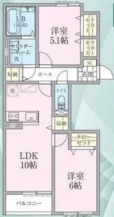 リケナ矢野口【1階】の間取り