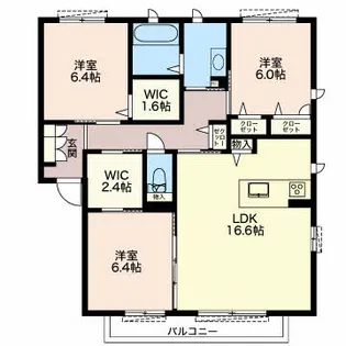 メープル中郷【1階】の間取り