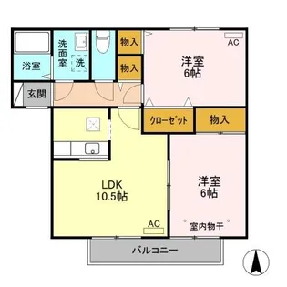 カーサ城之内 B【101号室】の間取り