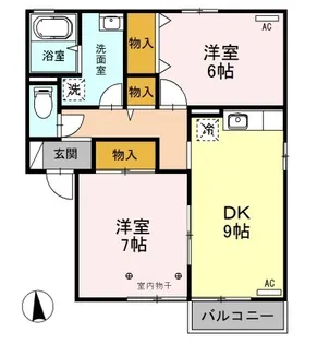 フラワーレジデンス森田 六番館【2階】の間取り