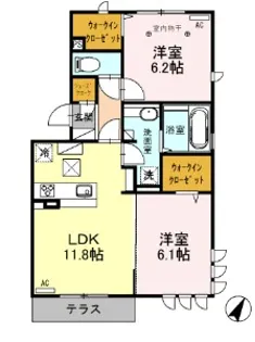ロイジェントパークスレイクタウンⅡL【2階】の間取り