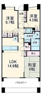 B’sタワー橋本East【18階】の間取り