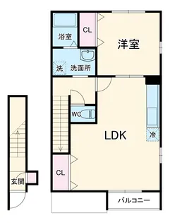 アンプルール リーブルThree Rings Field【1階】の間取り