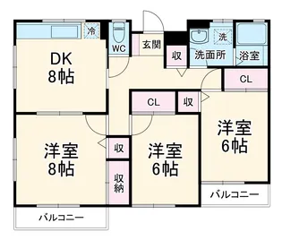 もえぎ野ハイツ【2階】の間取り