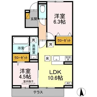 リッシュセゾン E【1階】の間取り