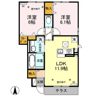 プラウド ヴィラ C【1階】の間取り