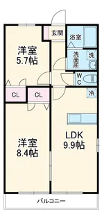 アウラガーデンA【103号室】の間取り