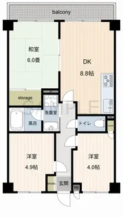 クリオ習志野壱番館【4階】の間取り