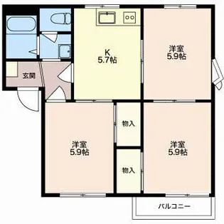 パークヒルズA【202号室】の間取り