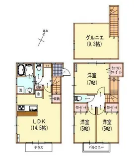 サンライズ山手【1階】の間取り