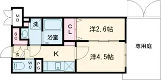 ベルシード方南町【104号室】の間取り