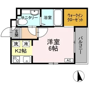 シャーメゾン六町【202号室】の間取り