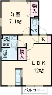 ウッドベルA&B B棟【1階】の間取り