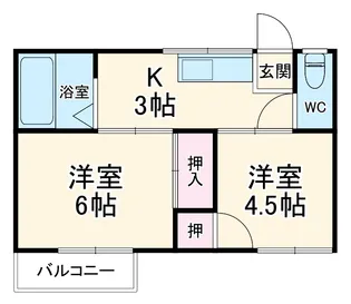 フォンテーヌ湘南【202号室】の間取り