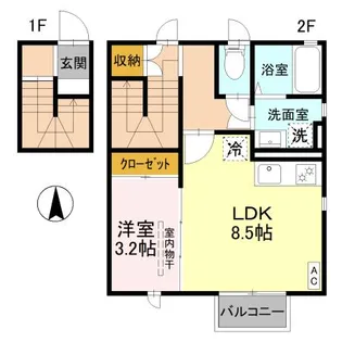 ローズB【2階】の間取り