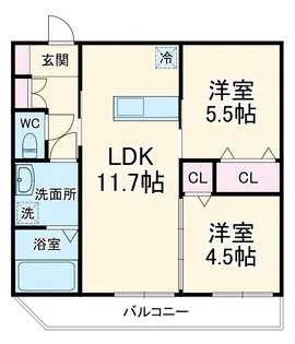 メゾンドゥレーヴⅡ【1階】の間取り